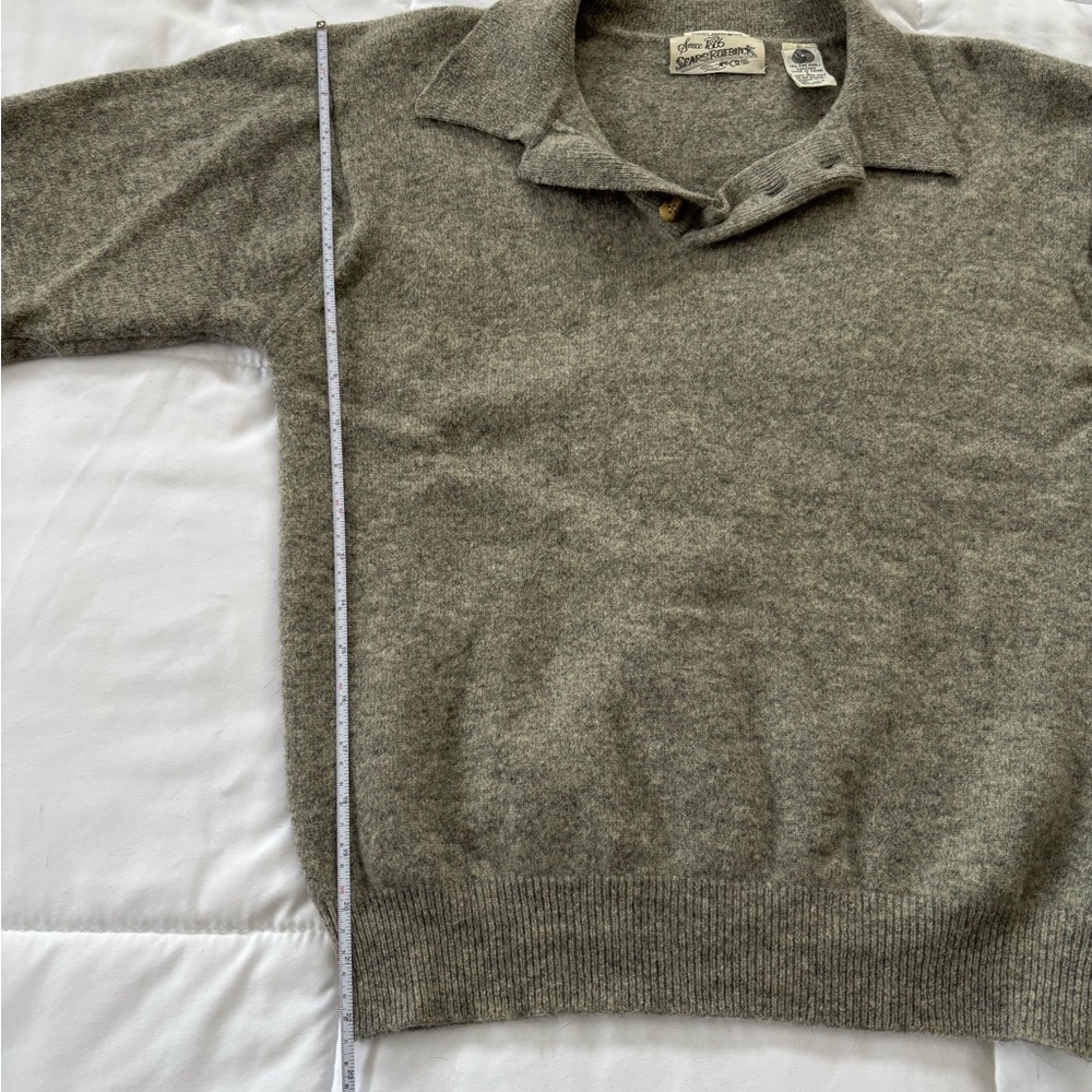 70s True Vintage 100% Lambswool Sears Roebuck and Co Light Gray Collared Sweater - Picture 8 of 12